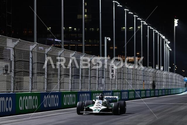 Damon Hill (GBR) Sky Sports Presenter drives the Williams Racing FW07. 02.12.2021. Formula 1 World Championship, Rd 21, Saudi Arabian Grand Prix, Jeddah, Saudi Arabia, Preparation Day. Photo credit should read: XPB/Press Association Images. Damon Hill (GBR) Sky Sports Presenter drives the Williams Racing FW07. 02.12.2021. Formula 1 World Championship, Rd 21, Saudi Arabian Grand Prix, Jeddah, Saudi Arabia, Preparation Day. Photo credit should read: XPB/Press Association Images.