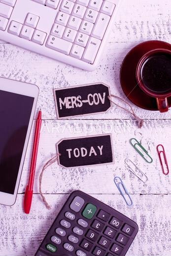 Handwriting text Mers Cov. Business idea viral respiratory illness that first reported Saudi Arabia Display of Different Color Sticker Notes Arranged