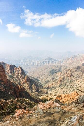 مناظر جبال الهدى بالقرب من الطائف، غرب المملكة العربية السعودية