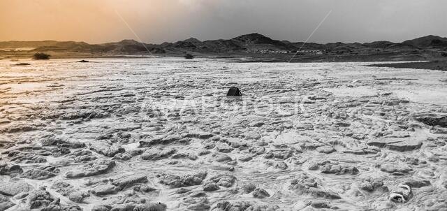 A rainy day at makkah desert, saudi arabia