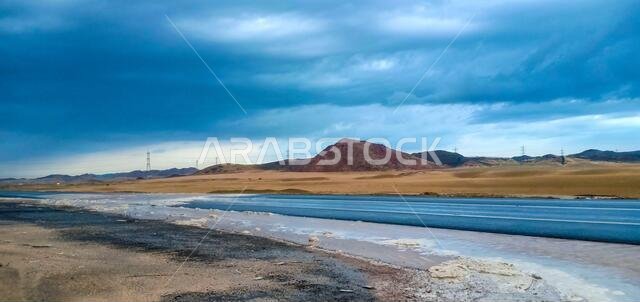 A rainy day at makkah desert, saudi arabia
