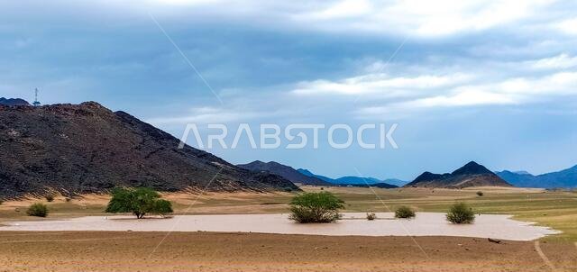 A rainy day at makkah desert, saudi arabia