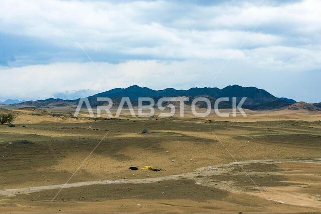 A rainy day at makkah desert, saudi arabia