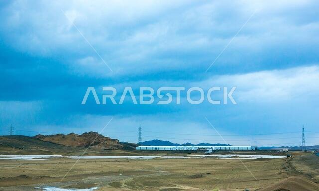 A rainy day at makkah desert, saudi arabia