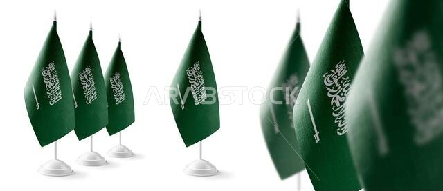 Set of Saudi Arabia national flags on a white background