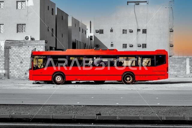 Red Bus and monochrome