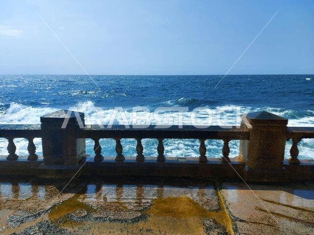 Sea waves - splashes, drops of water - Jeddah beach Saudi Arabia -  corniche