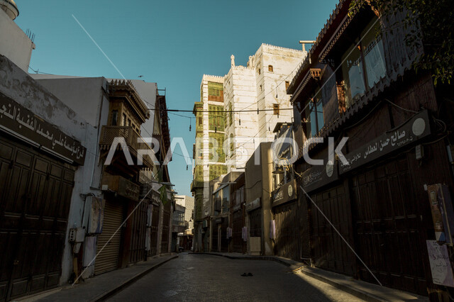 The historical city of Jeddah with an ancient Arab and Islamic architectural design, historical tourist places in the Kingdom of Saudi Arabia, historical landmarks in Jeddah Al-Balad, the historical city of Jeddah, archaeological buildings in the historic