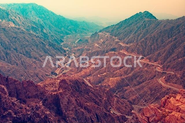 mountain valley view from tourist destination abha saudi arabia