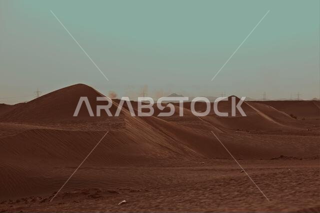 منظر خلاب للكثبان الرملية في الصحراء العربية من المملكة العربية السعودية