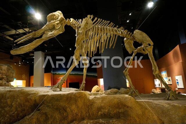 Replica of dinosaur skeleton displayed at the National Museum, Riyadh, Kingdom of Saudi Arabia, Middle East. Photo taken on Aug 9, 2017.
