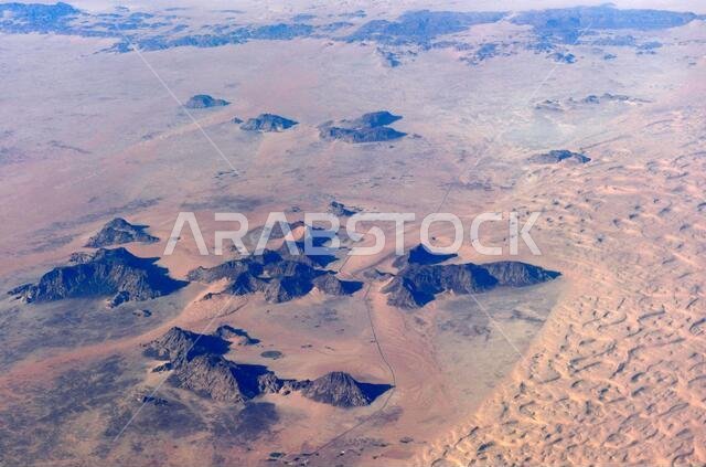 Beautiful desert landscapes as seen from above the Arabian desert.