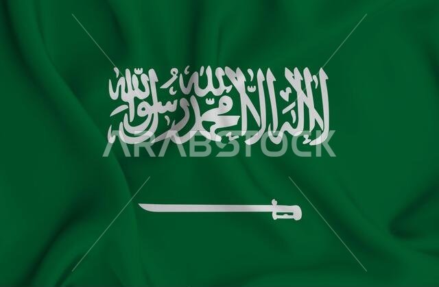 Closeup shot of the national flag of Saudi Arabia