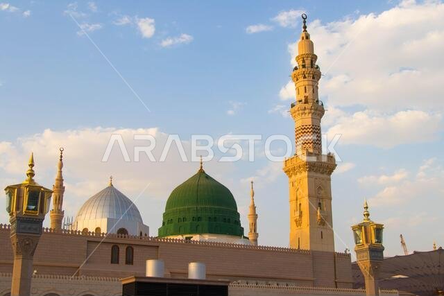 المدينة المنورة أو المسجد النبوي أو المسجد النبوي. القبة الخضراء الشهيرة. المدينة المنورة