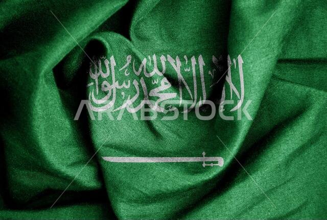 Flag texture on the silk background
