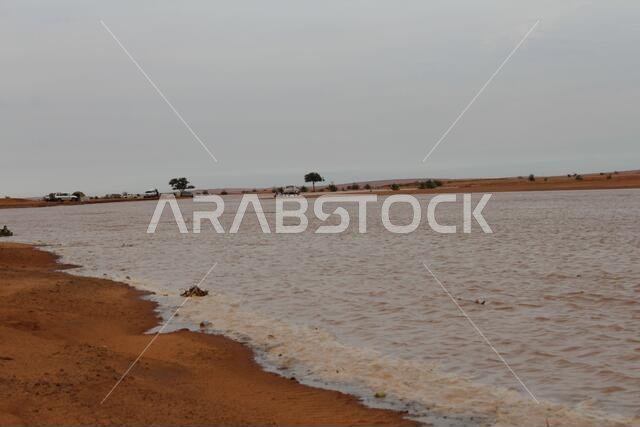Rain in the sand Saudi Arabia desert
