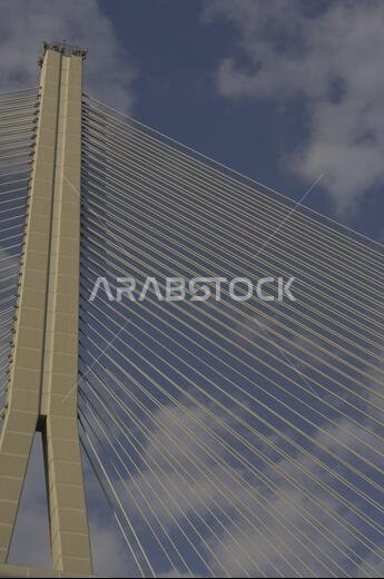 أسلاك حديدية تثبت الجسر المعلق