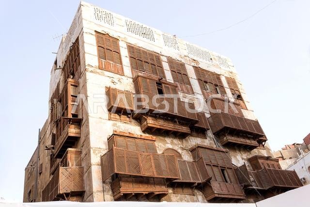 Old Arabian wooden house on the historical city in Al-balad, Jeddah