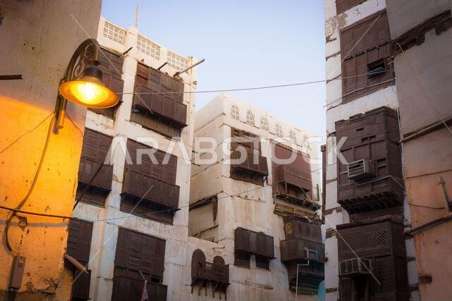 Old Arabian wooden house on the historical city in Al-balad, Jeddah