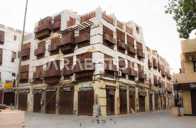 Old Arabian wooden house on the historical city in Al-balad, Jeddah