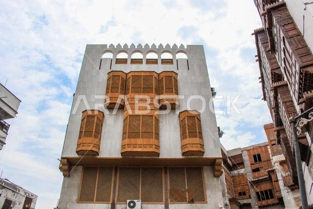Old Arabian wooden house on the historical city in Al-balad, Jeddah