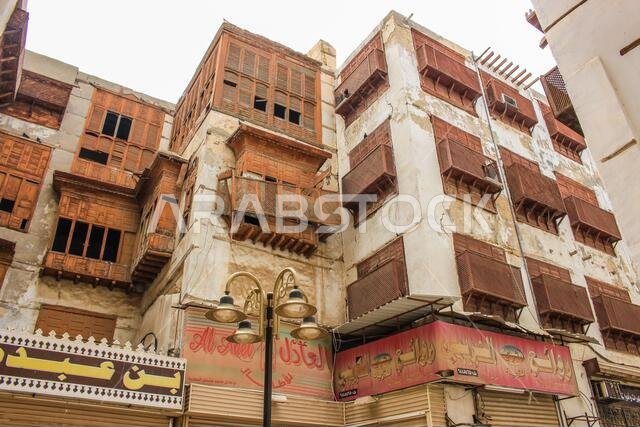 Old Arabian wooden house on the historical city in Al-balad, Jeddah