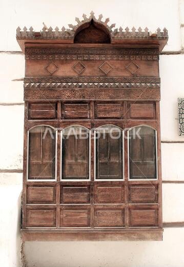 Old Arabian wooden house on the historical city in Al-balad, Jeddah