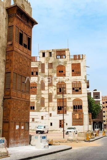 Old Arabian wooden house on the historical city in Al-balad, Jeddah