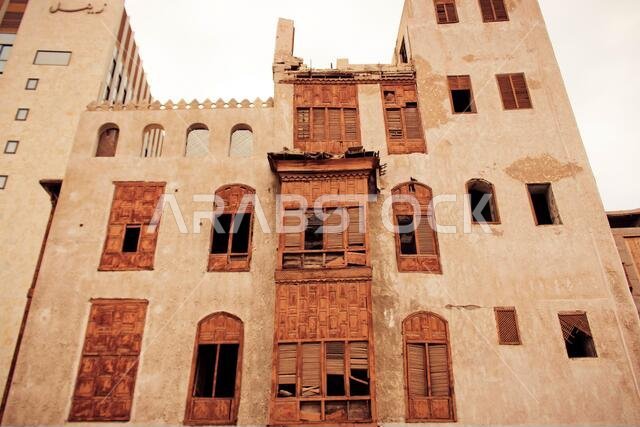 Old Arabian wooden house on the historical city in Al-balad, Jeddah