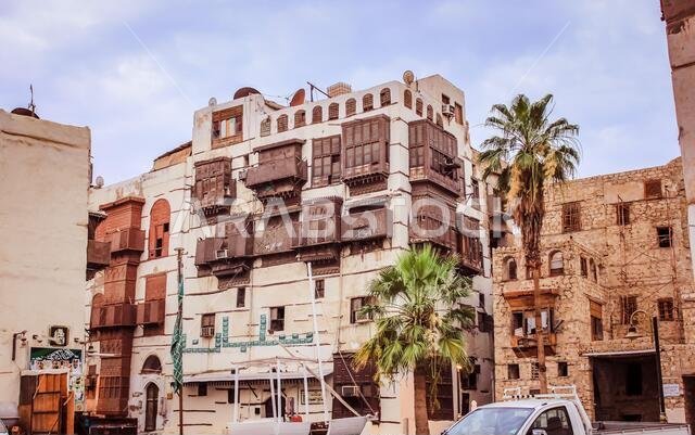 Old Arabian wooden house on the historical city in Al-balad, Jeddah