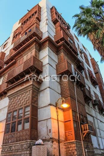 Old Arabian wooden house on the historical city in Al-balad, Jeddah