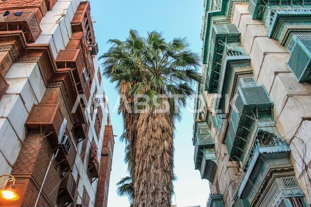 Old Arabian wooden house on the historical city in Al-balad, Jeddah