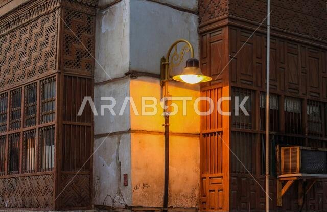Old Arabian wooden house on the historical city in Al-balad, Jeddah