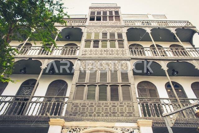 Old Arabian wooden house on the historical city in Al-balad, Jeddah
