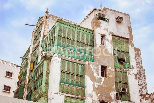 Old Arabian wooden house on the historical city in Al-balad, Jeddah