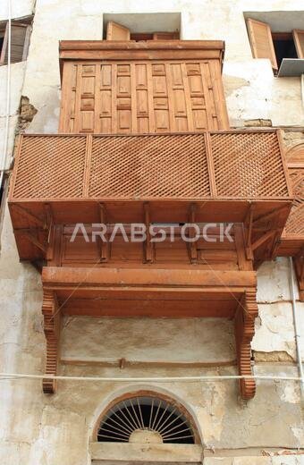 Old Arabian wooden house on the historical city in Al-balad, Jeddah