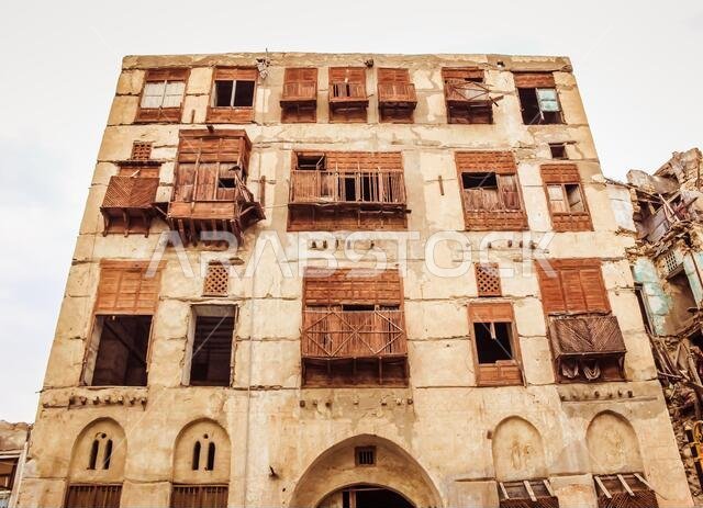 Old Arabian wooden house on the historical city in Al-balad, Jeddah