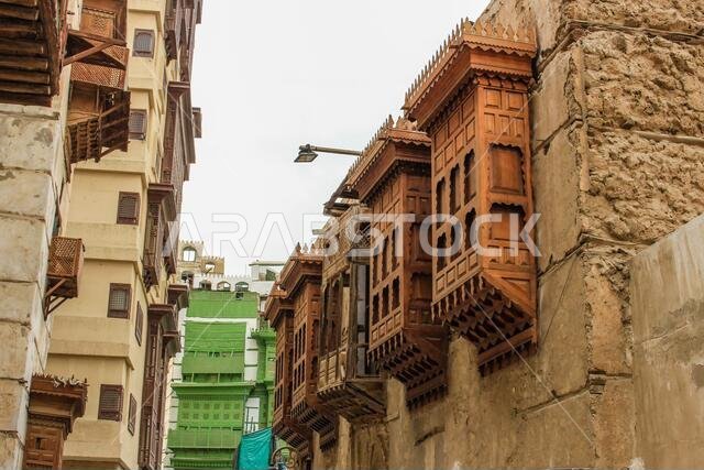 Old Arabian wooden house on the historical city in Al-balad, Jeddah