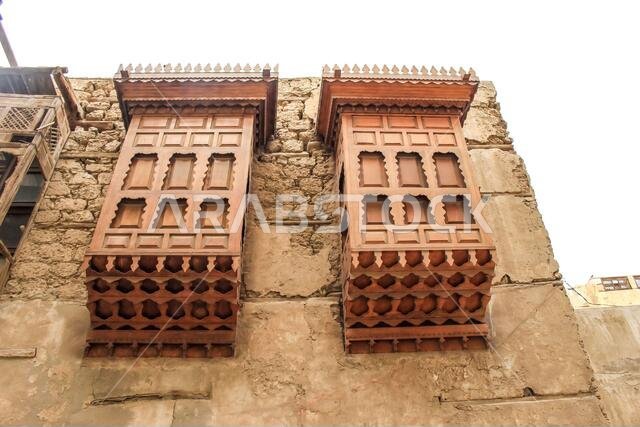 منزل خشبي عربي قديم في المدينة التاريخية في البلد، جدة