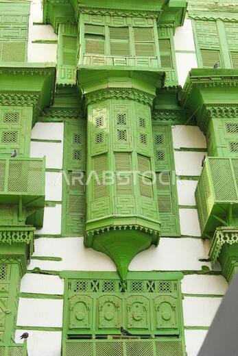 Old Arabian wooden house on the historical city in Al-balad, Jeddah