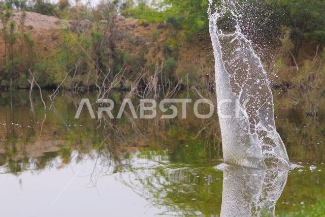 بحيرة صحراوية في الطائف بالمملكة العربية السعودية