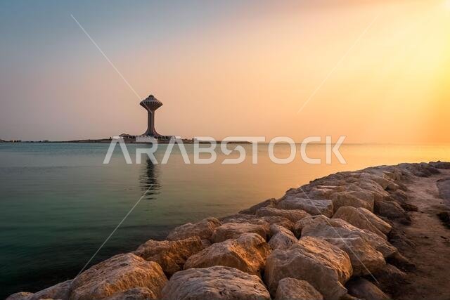 Khobar Water Tower during daylight, Eastern Province, Al Khobar, Saudi Arabia. 02-APRIL-2021.