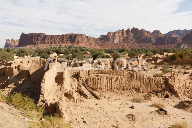 Abandoned houses in the traditional construction of Arabic adobe architecture in Al Ula in Saudi Arabia