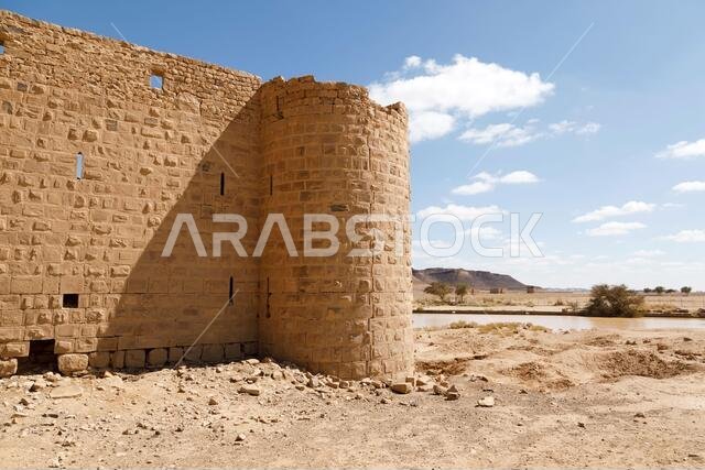 Ruins from a stone Brick Castle near Tabuk City. It was one of the major stations for the Shamiite pilgrim, Saudi Arabia