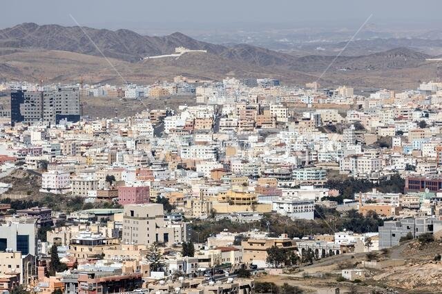 Abha, Saudi Arabia, February 24 2020: City of Abha in the southeast of Saudi Arabia is located on a high plateau directly on the edge of a valley