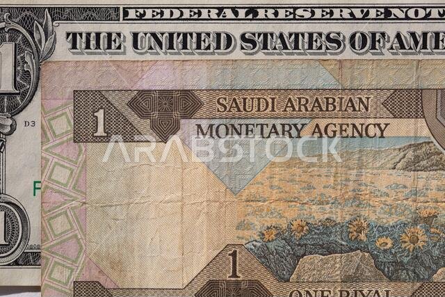 أوراق نقدية قديمة من فئة ريال سعودي واحد ودولار أمريكي واحد لأغراض التصميم أوراق نقدية قديمة من فئة ريال سعودي واحد ودولار أمريكي واحد لأغراض التصميم
