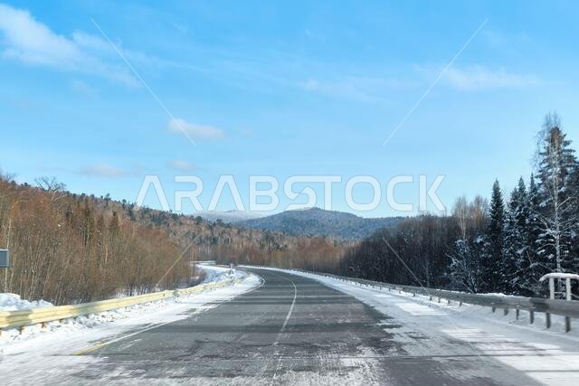 Sunset among the mountains on the road Lidoga-Vanino Khabarovsk territory