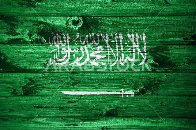 Saudi Arabia flag on wooden planks background wood flag Saudi Arabia flag on wooden planks background wood flag