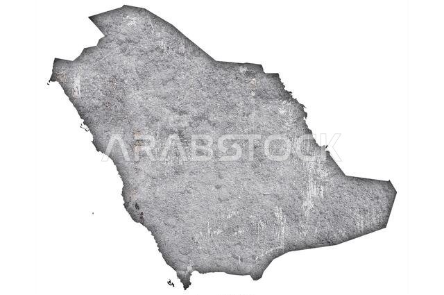 خريطة المملكة العربية السعودية على خرسانة متآكلة