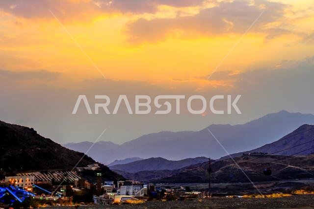 غروب الشمس مع مناظر جدة الطبيعية